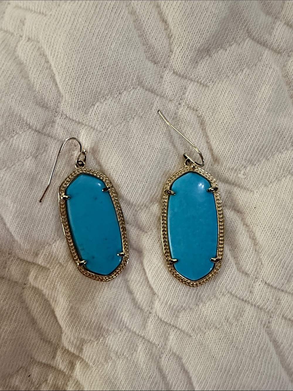 Kendra Scott Blue Turquoise Elongated Drop Earrings